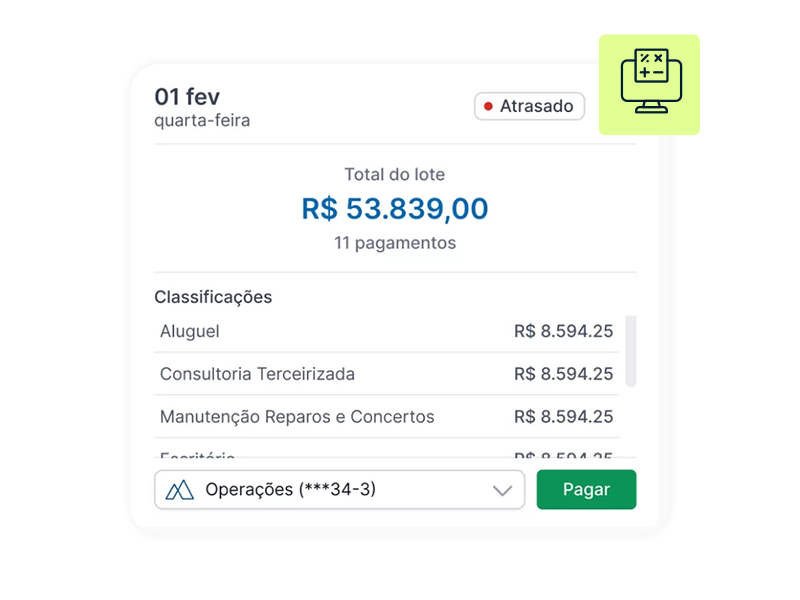 Acompanhamento dos pagamentos do dia com status em tempo real na Kamino