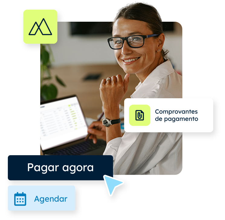 Profissional financeira executando pagamentos na Kamino, com agendamento e comprovantes automáticos